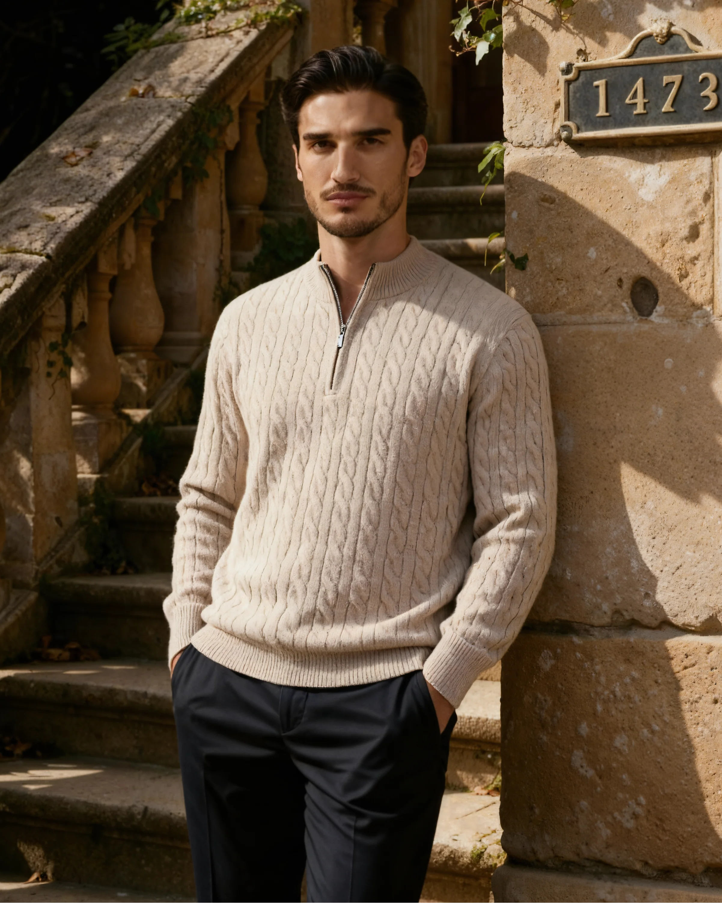 100% Cashmere Woven Half Zip - Image 5