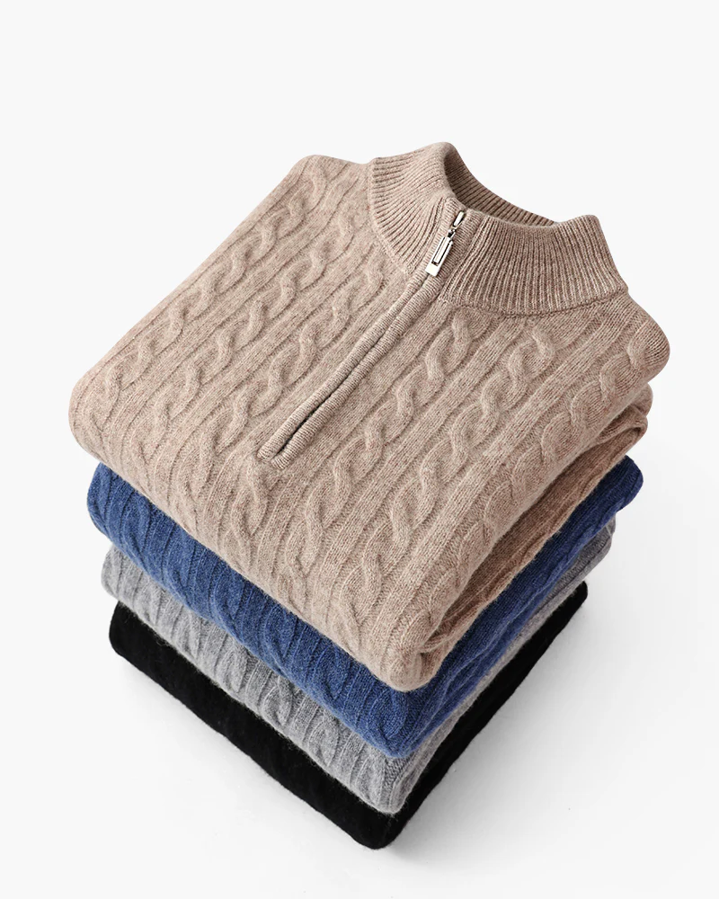 100% Cashmere Woven Half Zip - Image 7