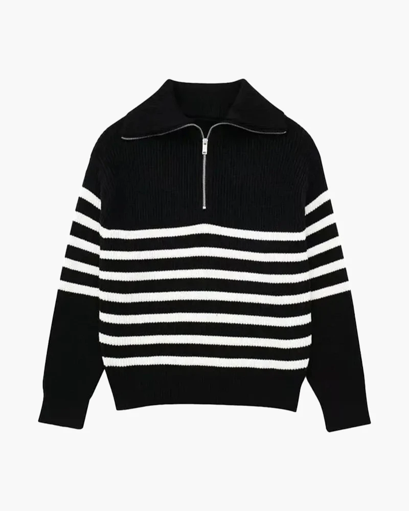 Striped Zip Up Sweater - Image 4