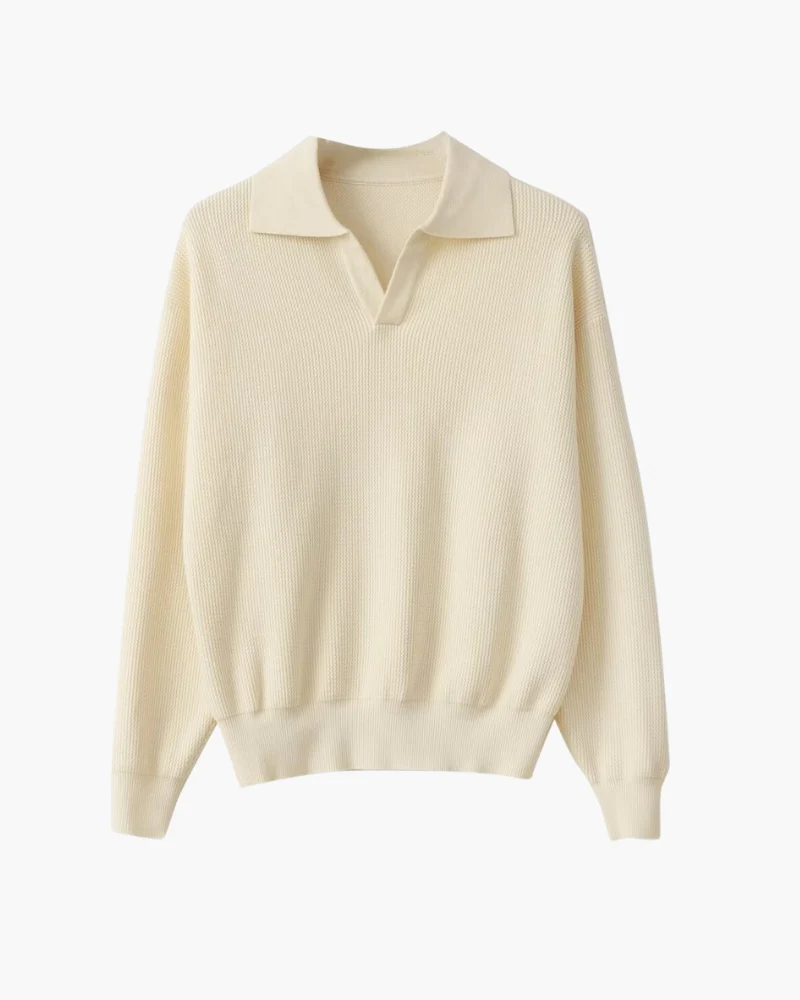 Textured Knit Polo Sweater - Image 3