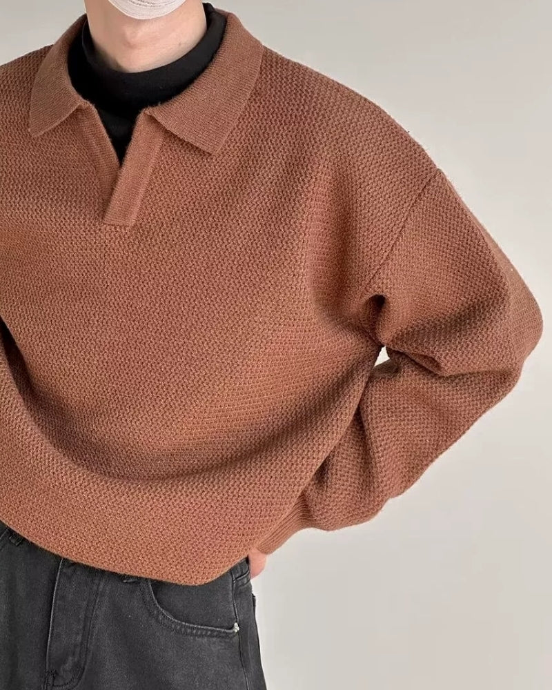 Textured Knit Polo Sweater - Image 4