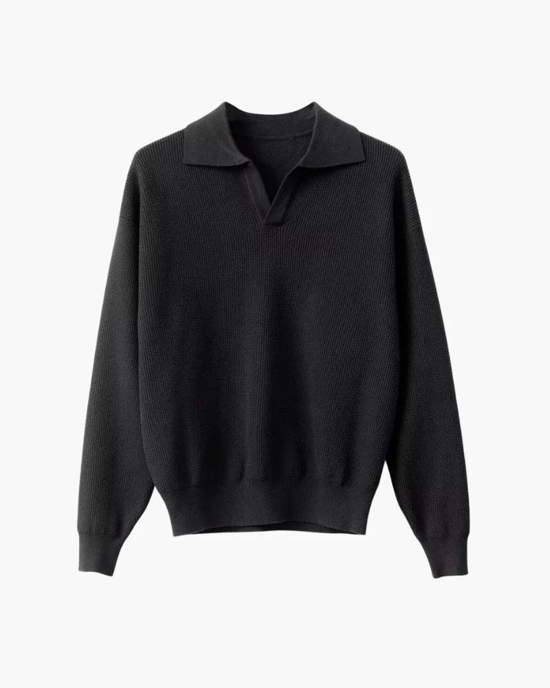 Textured Knit Polo Sweater - Image 5